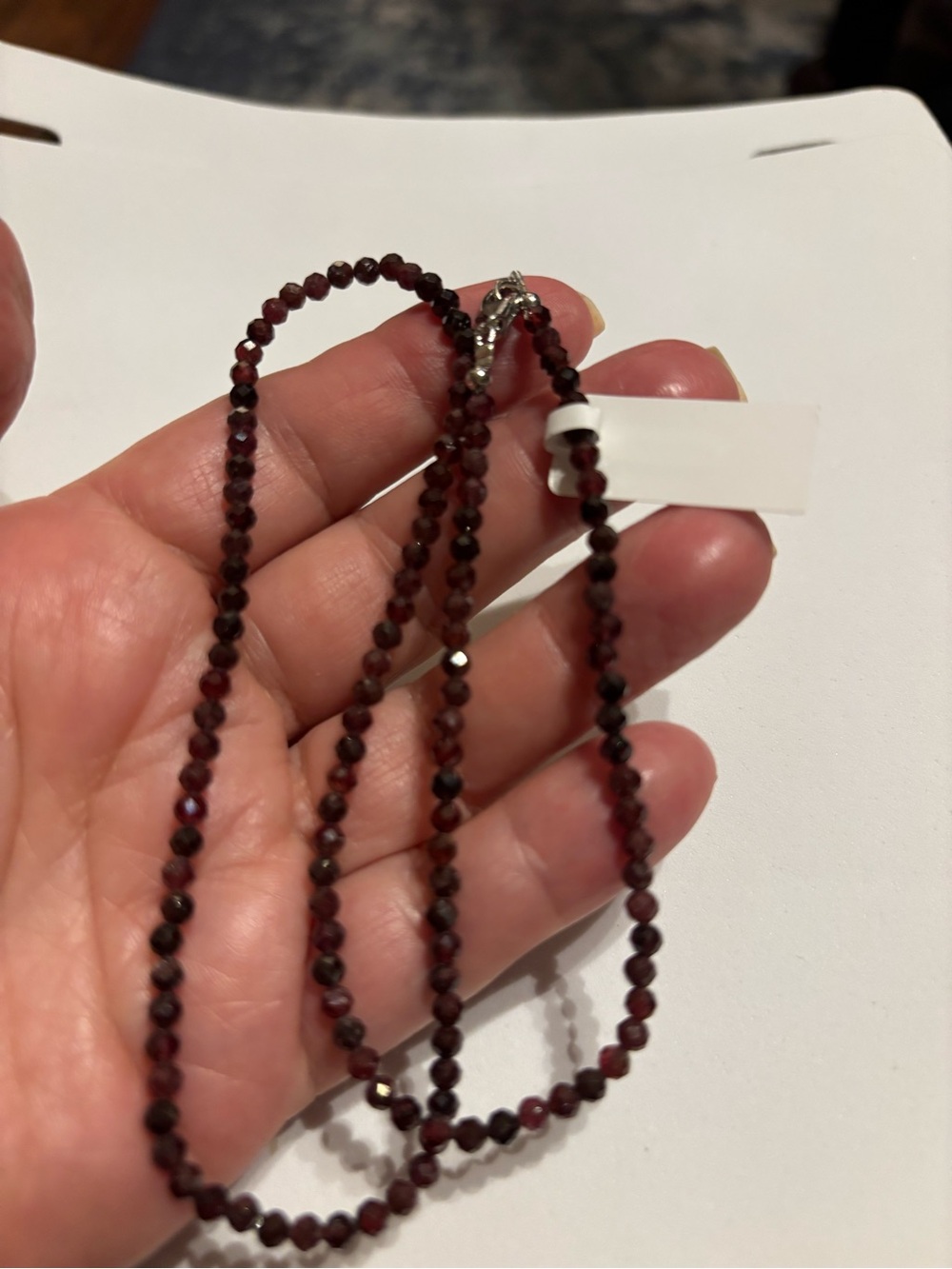 New 18” Rhodolite Bead 925 Silver Necklace